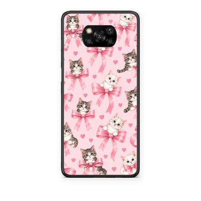 Θήκη Xiaomi Poco X3 / X3 Pro / X3 NFC Kittens and Pink Bows on Pink από τη Smartfits με σχέδιο στο πίσω μέρος και μαύρο περίβλημα | Xiaomi Poco X3 / X3 Pro / X3 NFC Kittens and Pink Bows on Pink case with colorful back and black bezels