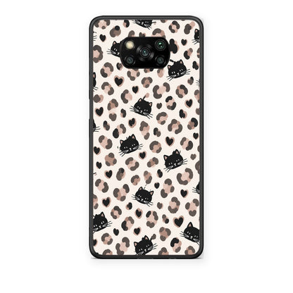 Θήκη Xiaomi Poco X3 / X3 Pro / X3 NFC Leopard Spots and Black Cats on Cream από τη Smartfits με σχέδιο στο πίσω μέρος και μαύρο περίβλημα | Xiaomi Poco X3 / X3 Pro / X3 NFC Leopard Spots and Black Cats on Cream case with colorful back and black bezels