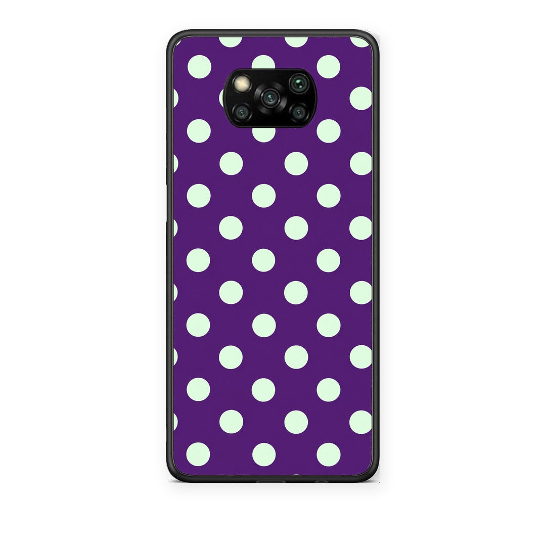 Θήκη Xiaomi Poco X3 / X3 Pro / X3 NFC Mint Polka Dots on Purple από τη Smartfits με σχέδιο στο πίσω μέρος και μαύρο περίβλημα | Xiaomi Poco X3 / X3 Pro / X3 NFC Mint Polka Dots on Purple case with colorful back and black bezels