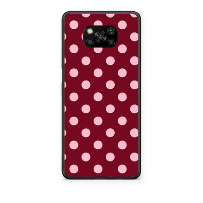 Θήκη Xiaomi Poco X3 / X3 Pro / X3 NFC Pink Polka Dots on Burgundy από τη Smartfits με σχέδιο στο πίσω μέρος και μαύρο περίβλημα | Xiaomi Poco X3 / X3 Pro / X3 NFC Pink Polka Dots on Burgundy case with colorful back and black bezels