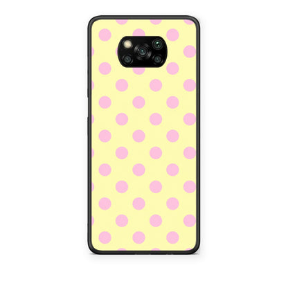 Θήκη Xiaomi Poco X3 / X3 Pro / X3 NFC Pink Polka Dots on Yellow από τη Smartfits με σχέδιο στο πίσω μέρος και μαύρο περίβλημα | Xiaomi Poco X3 / X3 Pro / X3 NFC Pink Polka Dots on Yellow case with colorful back and black bezels
