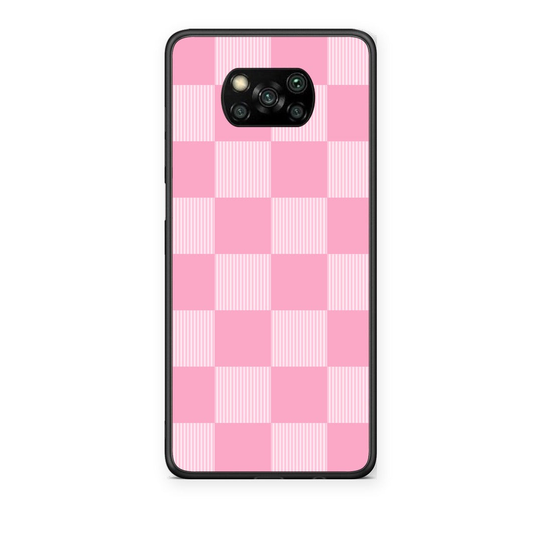 Θήκη Xiaomi Poco X3 / X3 Pro / X3 NFC Pink and White Striped Checks από τη Smartfits με σχέδιο στο πίσω μέρος και μαύρο περίβλημα | Xiaomi Poco X3 / X3 Pro / X3 NFC Pink and White Striped Checks case with colorful back and black bezels