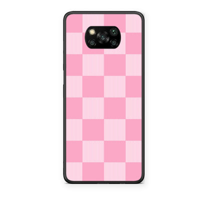 Θήκη Xiaomi Poco X3 / X3 Pro / X3 NFC Pink and White Striped Checks από τη Smartfits με σχέδιο στο πίσω μέρος και μαύρο περίβλημα | Xiaomi Poco X3 / X3 Pro / X3 NFC Pink and White Striped Checks case with colorful back and black bezels