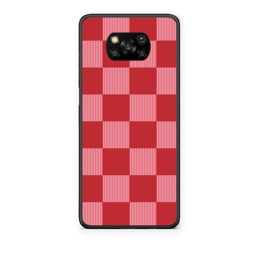 Θήκη Xiaomi Poco X3 / X3 Pro / X3 NFC Red and Pink Striped Checks από τη Smartfits με σχέδιο στο πίσω μέρος και μαύρο περίβλημα | Xiaomi Poco X3 / X3 Pro / X3 NFC Red and Pink Striped Checks case with colorful back and black bezels
