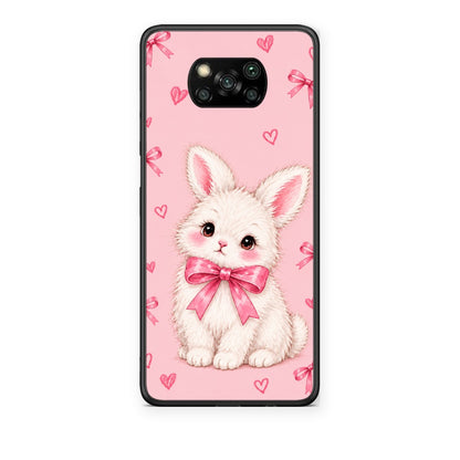 Θήκη Xiaomi Poco X3 / X3 Pro / X3 NFC White Bunny and Pink Bows από τη Smartfits με σχέδιο στο πίσω μέρος και μαύρο περίβλημα | Xiaomi Poco X3 / X3 Pro / X3 NFC White Bunny and Pink Bows case with colorful back and black bezels