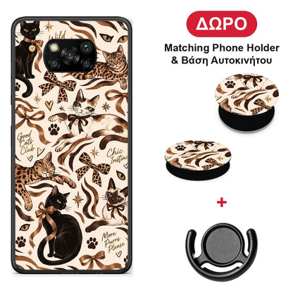 Wild Cats and Animal Print Collage - Xiaomi Poco X3 / X3 Pro / X3 NFC θήκη + Δώρο Phone Holder & Βάση Αυτοκινήτου