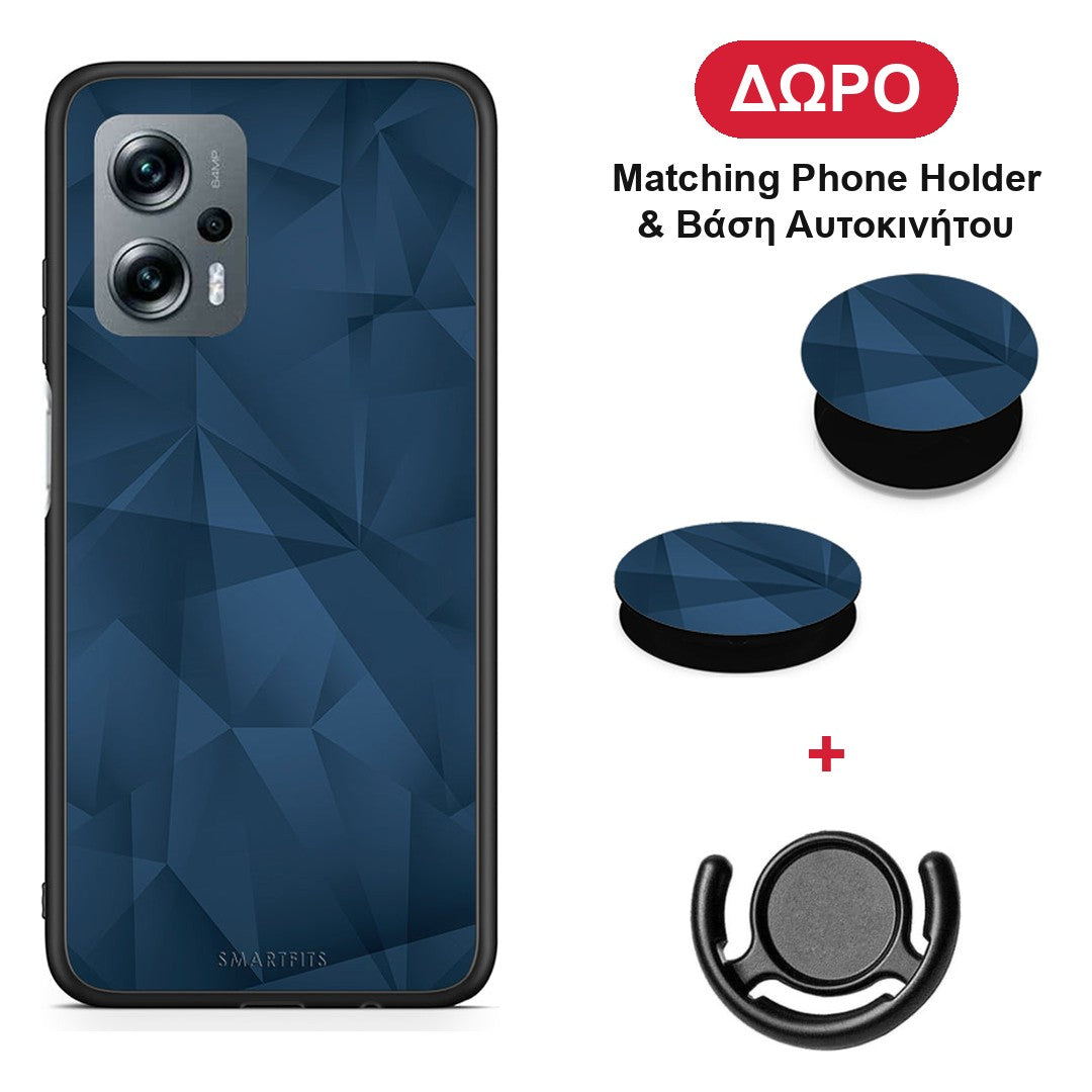 Geometric Blue Abstract - Xiaomi Poco X4 GT θήκη + Δώρο Phone Holder & Βάση Αυτοκινήτου