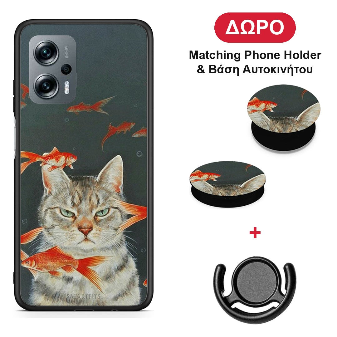 Cat Goldfish - Xiaomi Poco X4 GT θήκη + Δώρο Phone Holder & Βάση Αυτοκινήτου