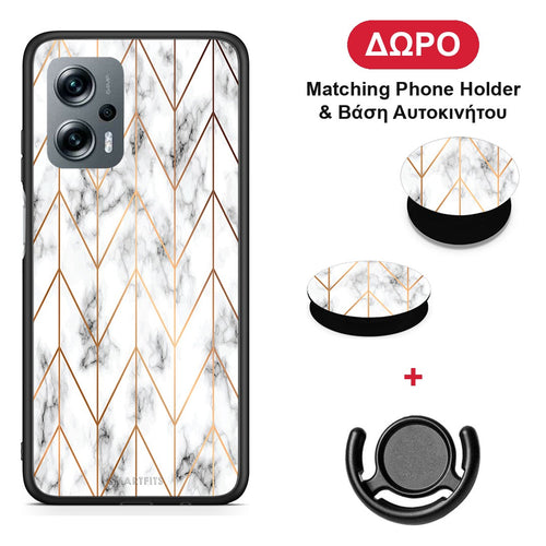 Marble Gold Geometric - Xiaomi Poco X4 GT θήκη + Δώρο Phone Holder & Βάση Αυτοκινήτου