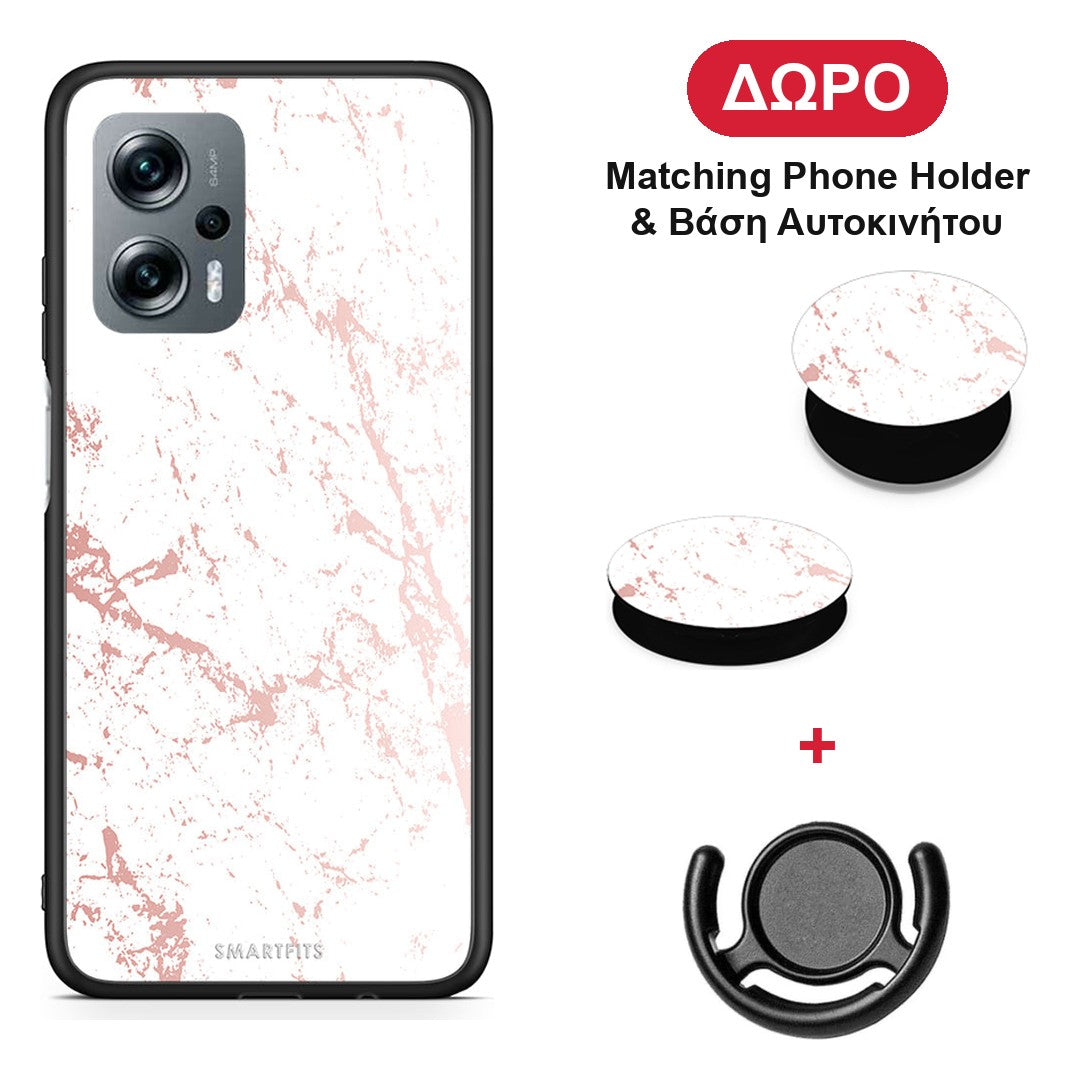 Marble Pink Splash - Xiaomi Poco X4 GT θήκη + Δώρο Phone Holder & Βάση Αυτοκινήτου