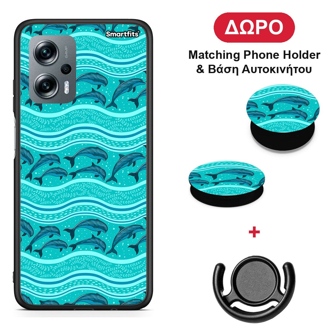 Swimming Dolphins - Xiaomi Poco X4 GT θήκη + Δώρο Phone Holder & Βάση Αυτοκινήτου