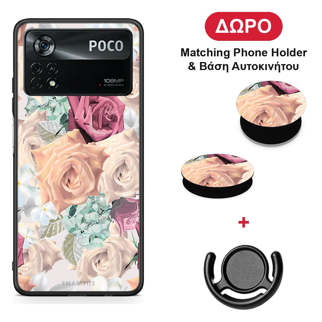 Floral Bouquet - Xiaomi Poco X4 Pro 5G θήκη + Δώρο Phone Holder & Βάση Αυτοκινήτου