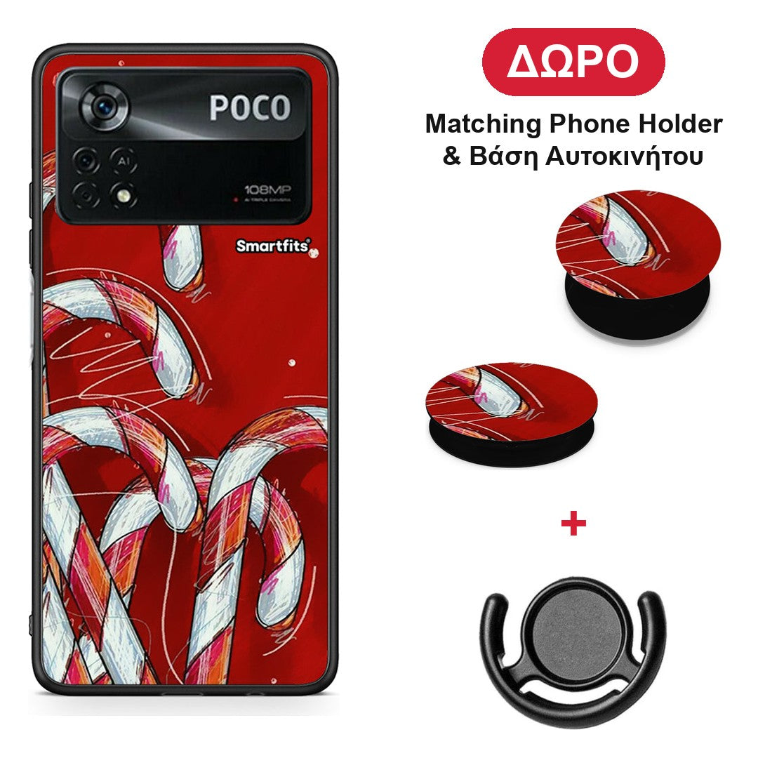 Candy Cane - Xiaomi Poco X4 Pro 5G θήκη + Δώρο Phone Holder & Βάση Αυτοκινήτου