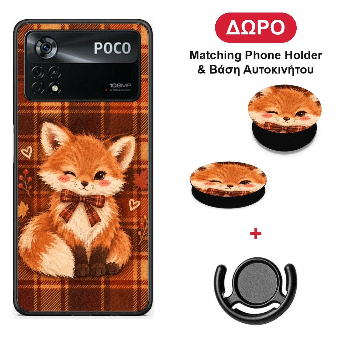 Fox on Autumn Tartan - Xiaomi Poco X4 Pro 5G θήκη + Δώρο Phone Holder & Βάση Αυτοκινήτου