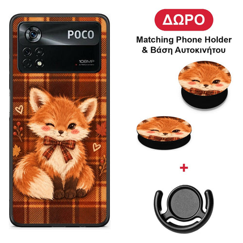 Fox on Autumn Tartan - Xiaomi Poco X4 Pro 5G θήκη + Δώρο Phone Holder & Βάση Αυτοκινήτου