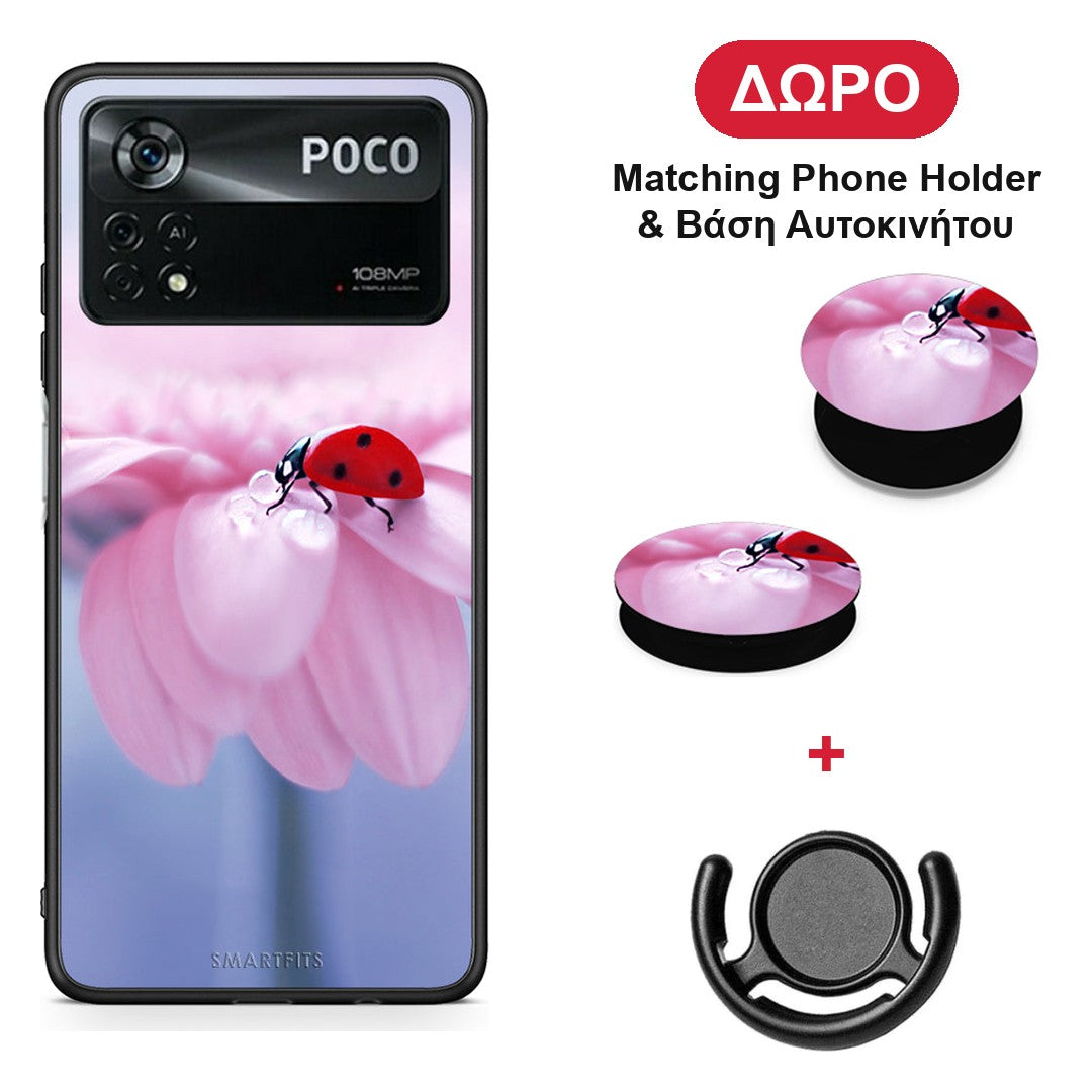 Ladybug Flower - Xiaomi Poco X4 Pro 5G θήκη + Δώρο Phone Holder & Βάση Αυτοκινήτου