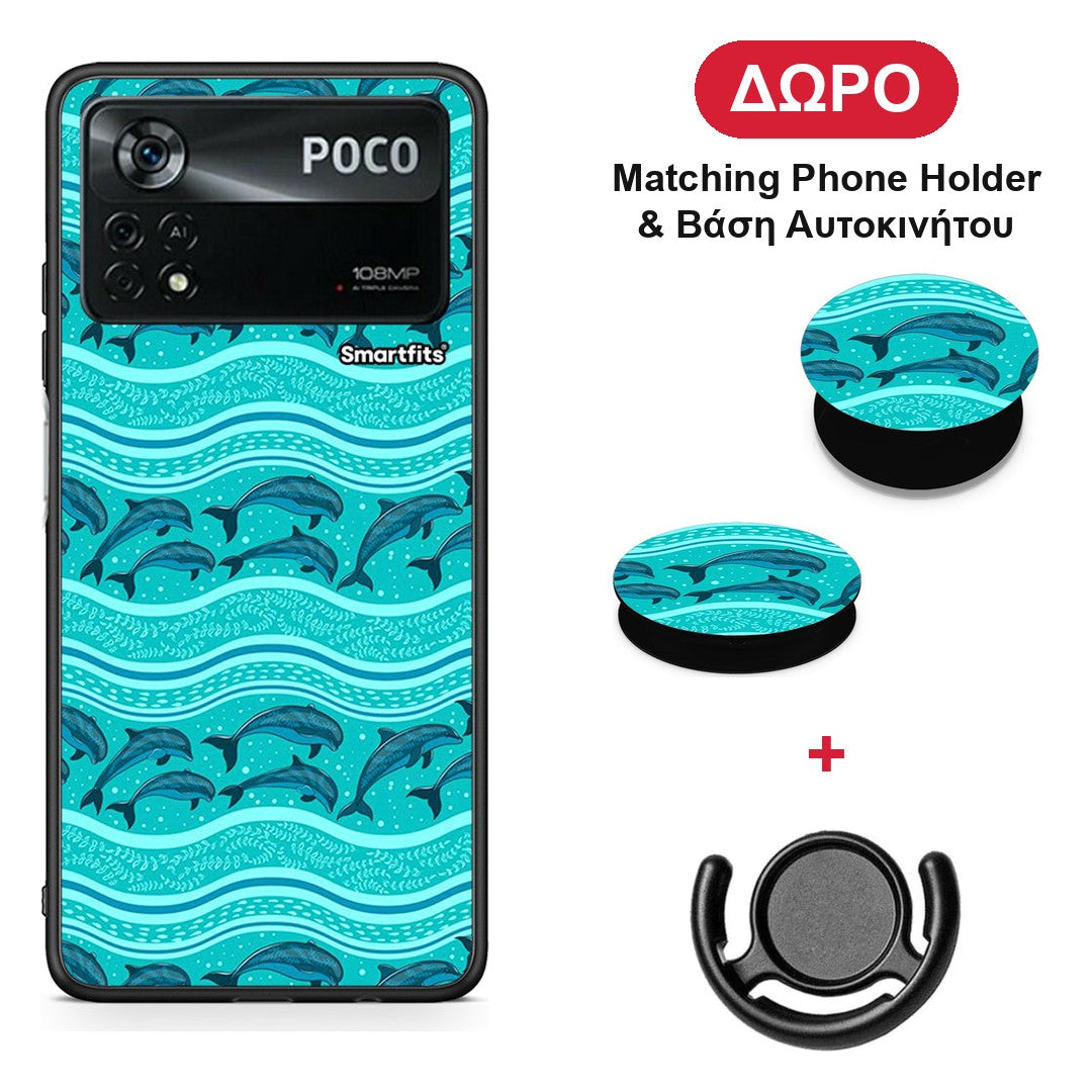 Swimming Dolphins - Xiaomi Poco X4 Pro 5G θήκη + Δώρο Phone Holder & Βάση Αυτοκινήτου