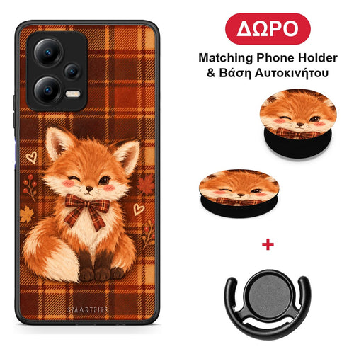 Fox on Autumn Tartan - Xiaomi Poco X5 5G Dual θήκη + Δώρο Phone Holder & Βάση Αυτοκινήτου