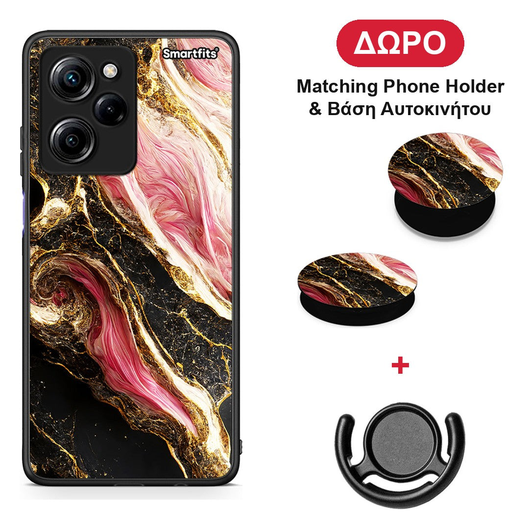 Glamorous Pink Marble - Xiaomi Poco X5 Pro 5G Dual θήκη + Δώρο Phone Holder & Βάση Αυτοκινήτου