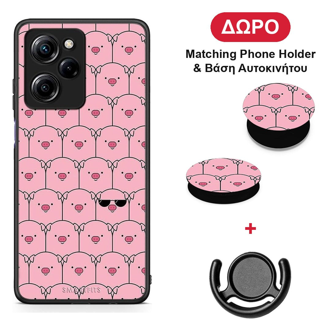 Pig Glasses - Xiaomi Poco X5 Pro 5G Dual θήκη + Δώρο Phone Holder & Βάση Αυτοκινήτου
