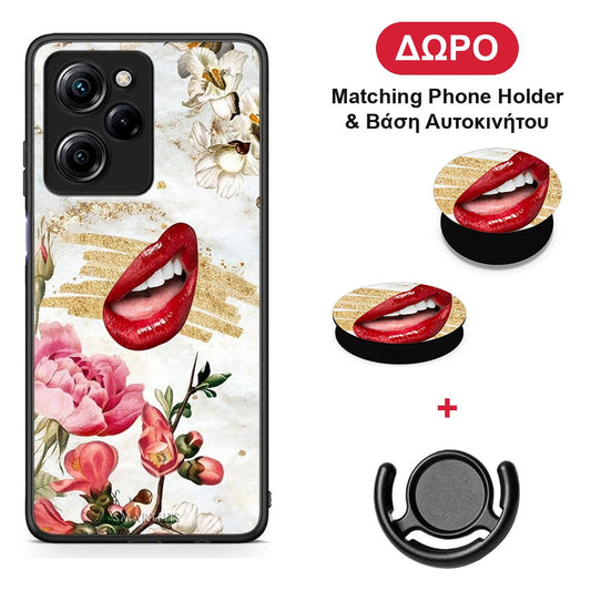Red Lips - Xiaomi Poco X5 Pro 5G Dual θήκη + Δώρο Phone Holder & Βάση Αυτοκινήτου