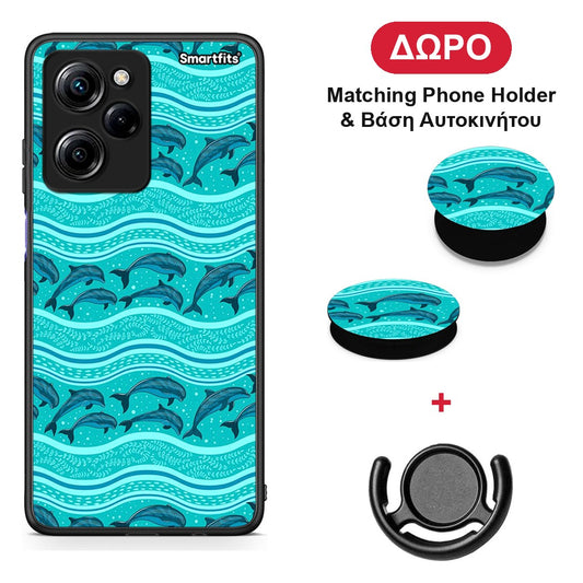 Swimming Dolphins - Xiaomi Poco X5 Pro 5G Dual θήκη + Δώρο Phone Holder & Βάση Αυτοκινήτου