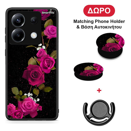 Flower Red Roses - Xiaomi Poco X6 θήκη + Δώρο Phone Holder & Βάση Αυτοκινήτου