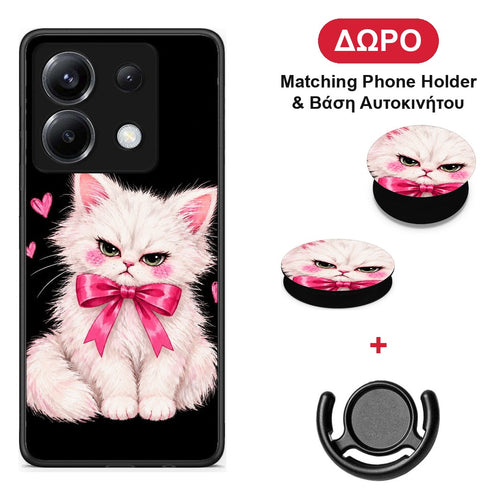 Grumpy Party Kitten on Black - Xiaomi Poco X6 θήκη + Δώρο Phone Holder & Βάση Αυτοκινήτου