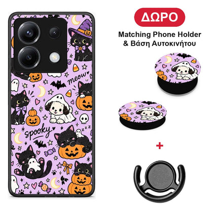 Halloween Black Cats on Lilac - Xiaomi Poco X6 θήκη + Δώρο Phone Holder & Βάση Αυτοκινήτου