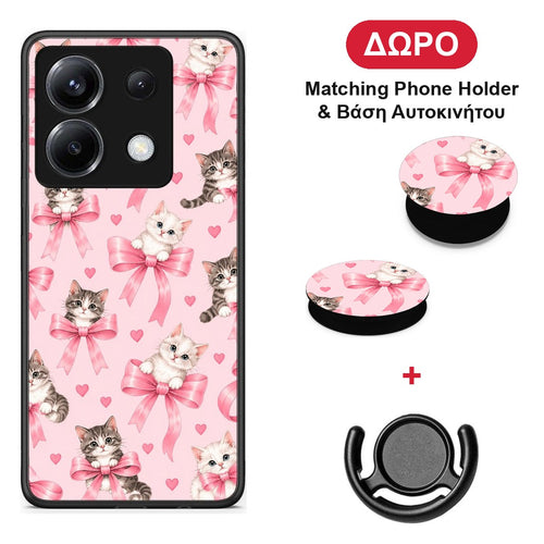 Kittens and Pink Bows on Pink - Xiaomi Poco X6 θήκη + Δώρο Phone Holder & Βάση Αυτοκινήτου