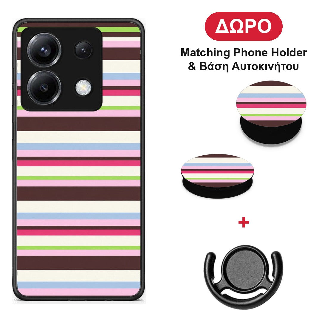 Multicolour Horizontal Stripes - Xiaomi Poco X6 θήκη + Δώρο Phone Holder & Βάση Αυτοκινήτου