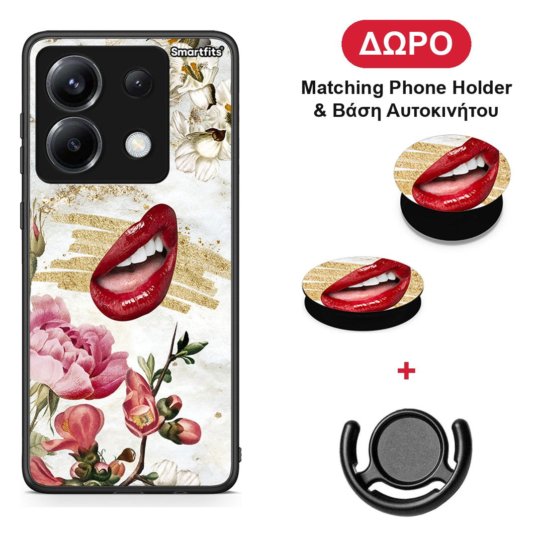 Red Lips - Xiaomi Poco X6 θήκη + Δώρο Phone Holder & Βάση Αυτοκινήτου