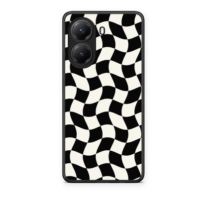 Θήκη Xiaomi Poco X7 Pro Black and Cream Wavy Checkerboard από τη Smartfits με σχέδιο στο πίσω μέρος και μαύρο περίβλημα | Xiaomi Poco X7 Pro Black and Cream Wavy Checkerboard case with colorful back and black bezels
