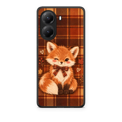 Θήκη Xiaomi Poco X7 Pro Fox on Autumn Tartan από τη Smartfits με σχέδιο στο πίσω μέρος και μαύρο περίβλημα | Xiaomi Poco X7 Pro Fox on Autumn Tartan case with colorful back and black bezels