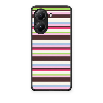 Θήκη Xiaomi Poco X7 Pro Multicolour Horizontal Stripes από τη Smartfits με σχέδιο στο πίσω μέρος και μαύρο περίβλημα | Xiaomi Poco X7 Pro Multicolour Horizontal Stripes case with colorful back and black bezels