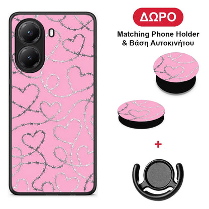 Barbed Wire Hearts on Pink - Xiaomi Poco X7 Pro θήκη + Δώρο Phone Holder & Βάση Αυτοκινήτου