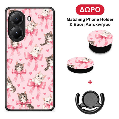 Kittens and Pink Bows on Pink - Xiaomi Poco X7 Pro θήκη + Δώρο Phone Holder & Βάση Αυτοκινήτου