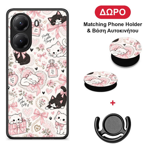 Pink Bows and Kittens Collage - Xiaomi Poco X7 Pro θήκη + Δώρο Phone Holder & Βάση Αυτοκινήτου
