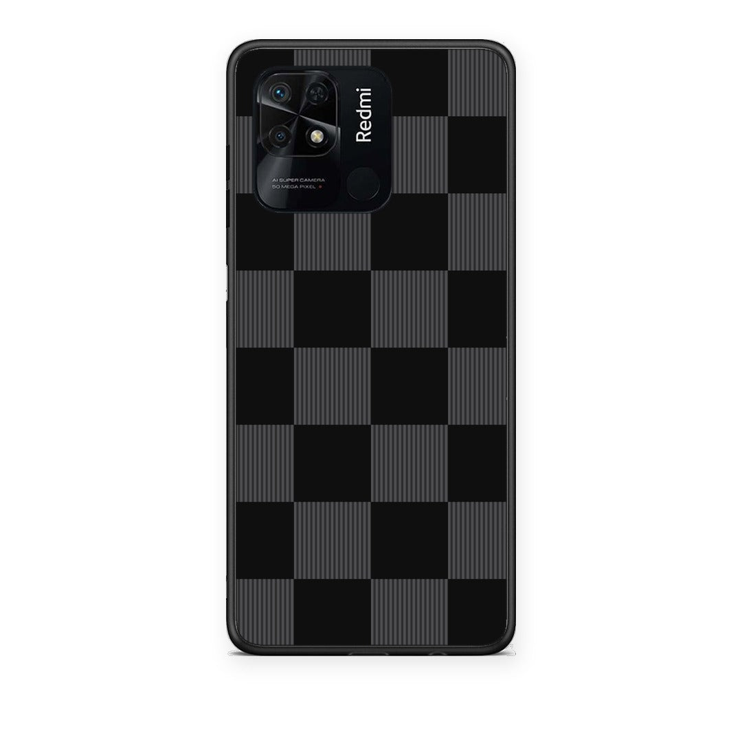 Θήκη Xiaomi Redmi 10C Black and Charcoal Striped Checks από τη Smartfits με σχέδιο στο πίσω μέρος και μαύρο περίβλημα | Xiaomi Redmi 10C Black and Charcoal Striped Checks case with colorful back and black bezels