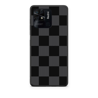 Θήκη Xiaomi Redmi 10C Black and Charcoal Striped Checks από τη Smartfits με σχέδιο στο πίσω μέρος και μαύρο περίβλημα | Xiaomi Redmi 10C Black and Charcoal Striped Checks case with colorful back and black bezels