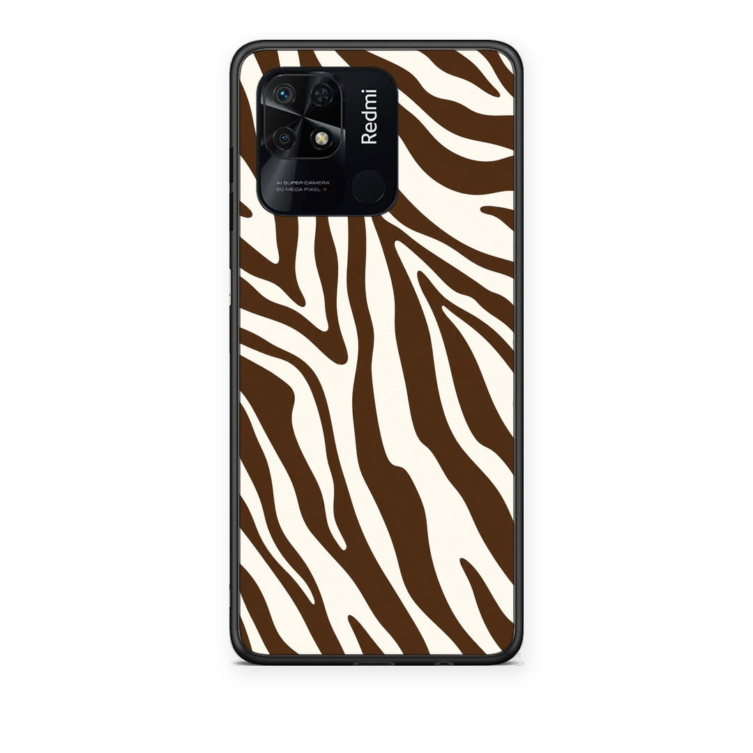 Θήκη Xiaomi Redmi 10C Brown and Cream Zebra Stripes από τη Smartfits με σχέδιο στο πίσω μέρος και μαύρο περίβλημα | Xiaomi Redmi 10C Brown and Cream Zebra Stripes case with colorful back and black bezels