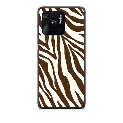 Θήκη Xiaomi Redmi 10C Brown and Cream Zebra Stripes από τη Smartfits με σχέδιο στο πίσω μέρος και μαύρο περίβλημα | Xiaomi Redmi 10C Brown and Cream Zebra Stripes case with colorful back and black bezels
