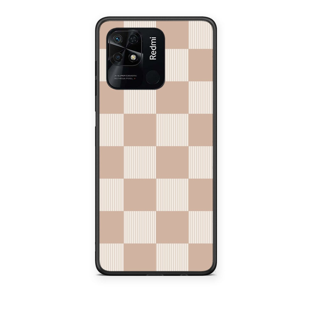 Θήκη Xiaomi Redmi 10C Latte and Cream Striped Checks από τη Smartfits με σχέδιο στο πίσω μέρος και μαύρο περίβλημα | Xiaomi Redmi 10C Latte and Cream Striped Checks case with colorful back and black bezels
