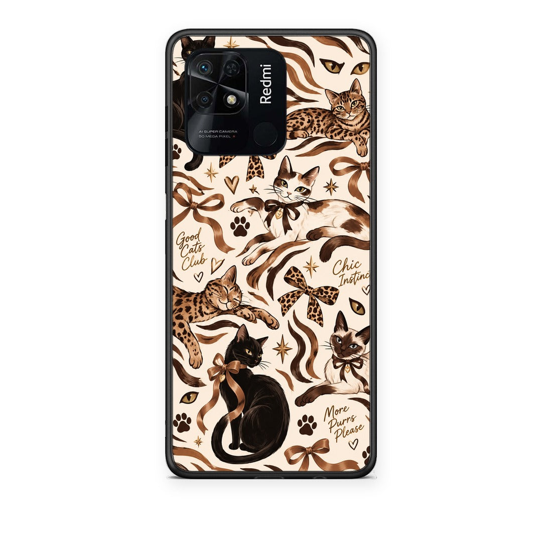 Θήκη Xiaomi Redmi 10C Wild Cats and Animal Print Collage από τη Smartfits με σχέδιο στο πίσω μέρος και μαύρο περίβλημα | Xiaomi Redmi 10C Wild Cats and Animal Print Collage case with colorful back and black bezels