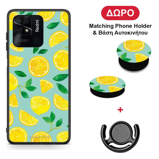 Lemons - Xiaomi Redmi 10C θήκη + Δώρο Phone Holder & Βάση Αυτοκινήτου
