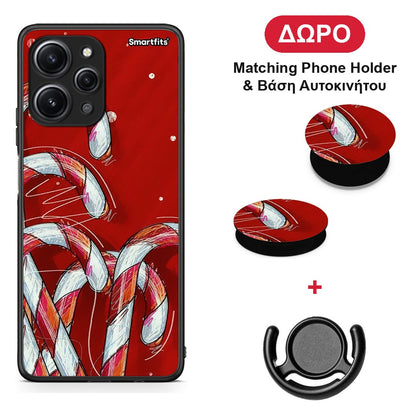 Candy Cane - Xiaomi Redmi 12 4G θήκη + Δώρο Phone Holder & Βάση Αυτοκινήτου