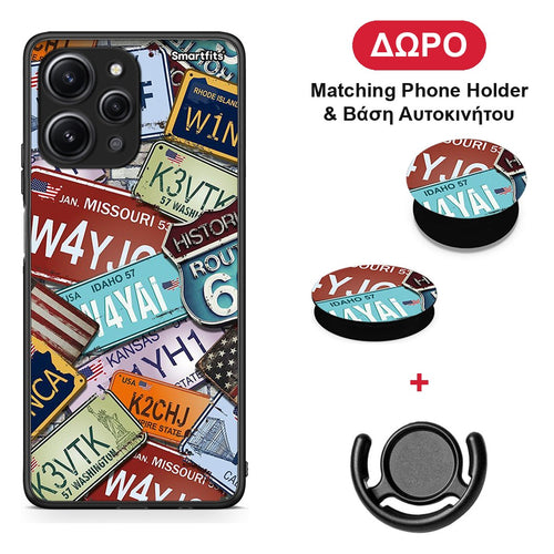 Car Plates - Xiaomi Redmi 12 4G θήκη + Δώρο Phone Holder & Βάση Αυτοκινήτου