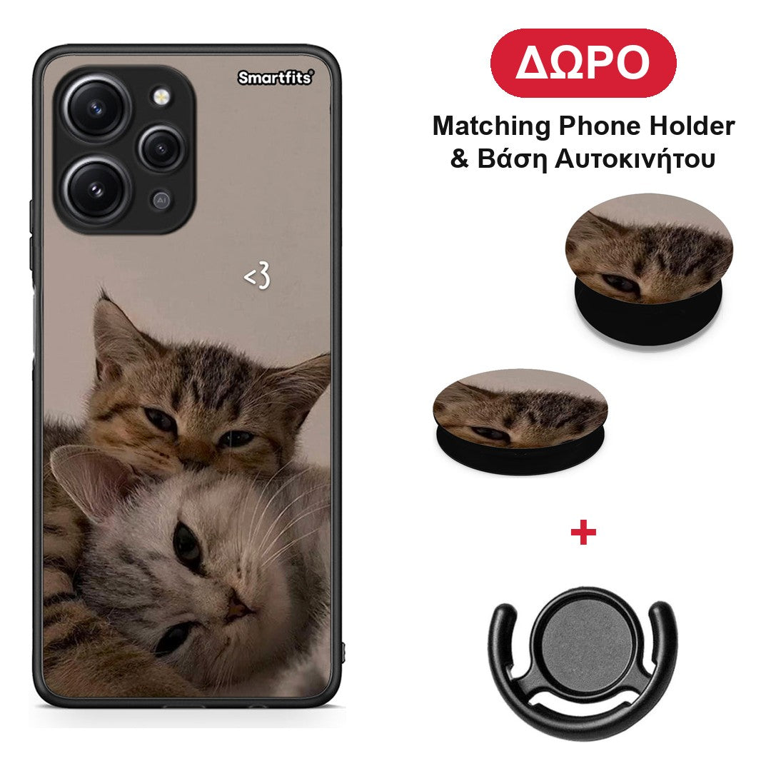 Cats In Love - Xiaomi Redmi 12 4G θήκη + Δώρο Phone Holder & Βάση Αυτοκινήτου