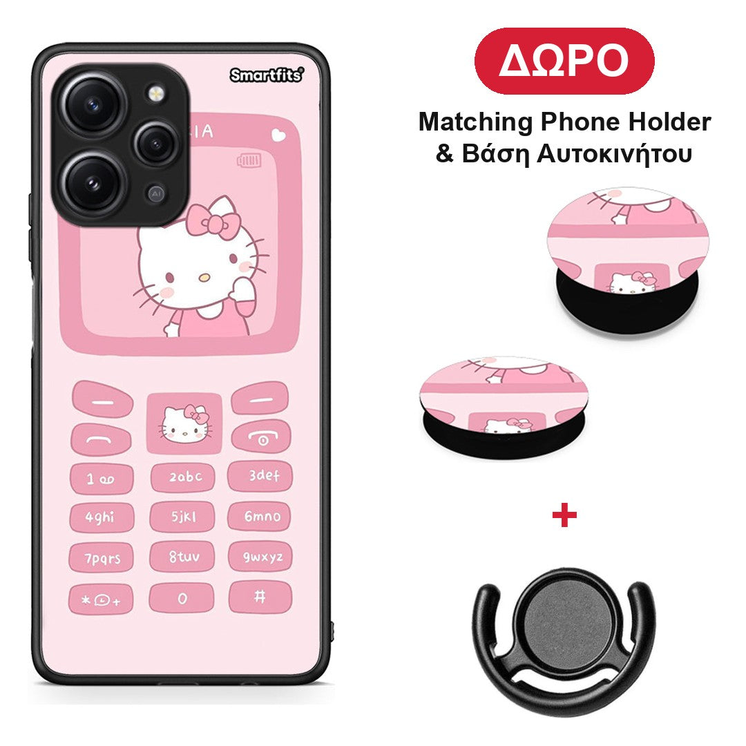 Hello Kitten - Xiaomi Redmi 12 4G θήκη + Δώρο Phone Holder & Βάση Αυτοκινήτου