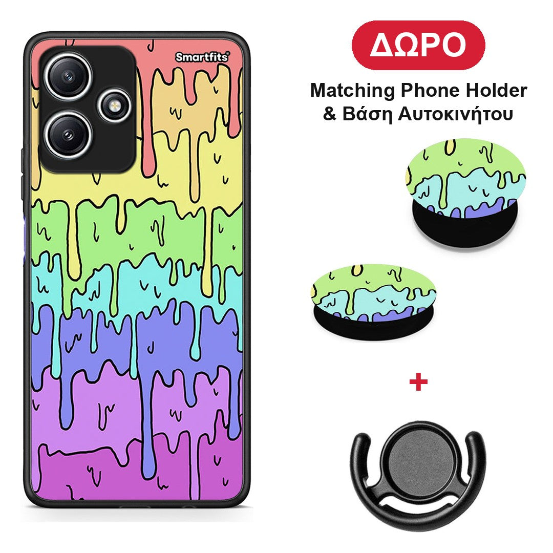 Melting Rainbow - Xiaomi Redmi 12 5G θήκη + Δώρο Phone Holder & Βάση Αυτοκινήτου